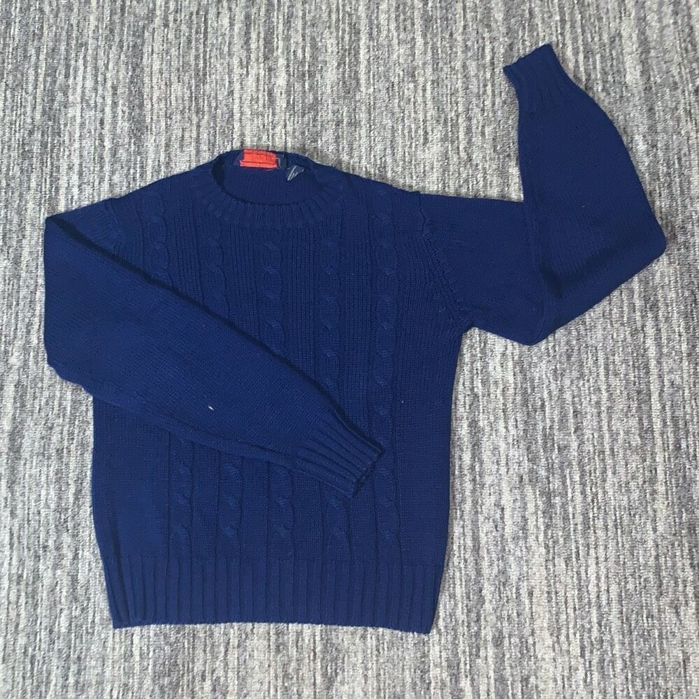 Gotham Girls Youth Large Cableknit Pullover Sweater‎ Blue Long Sleeves Crewneck